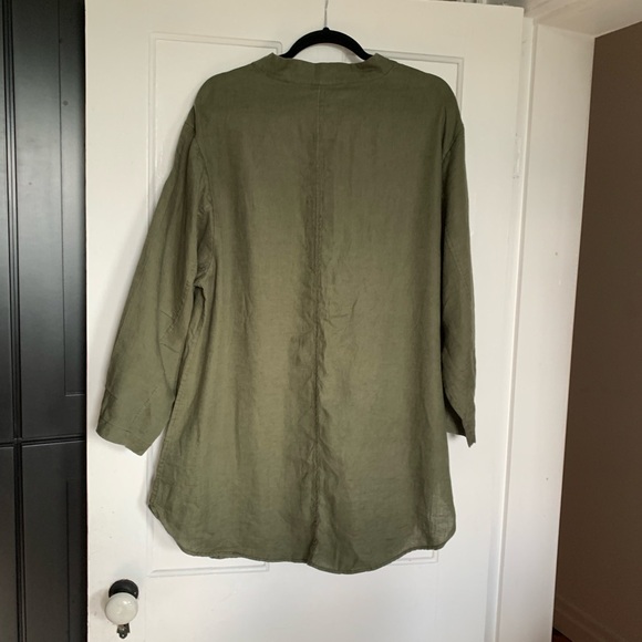 Army Green Linen Jacket 1X - Picture 2 of 6